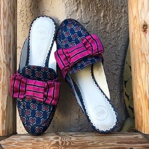 *1901* Nordstrom Blue and Pink Fabric Mules Size 6M